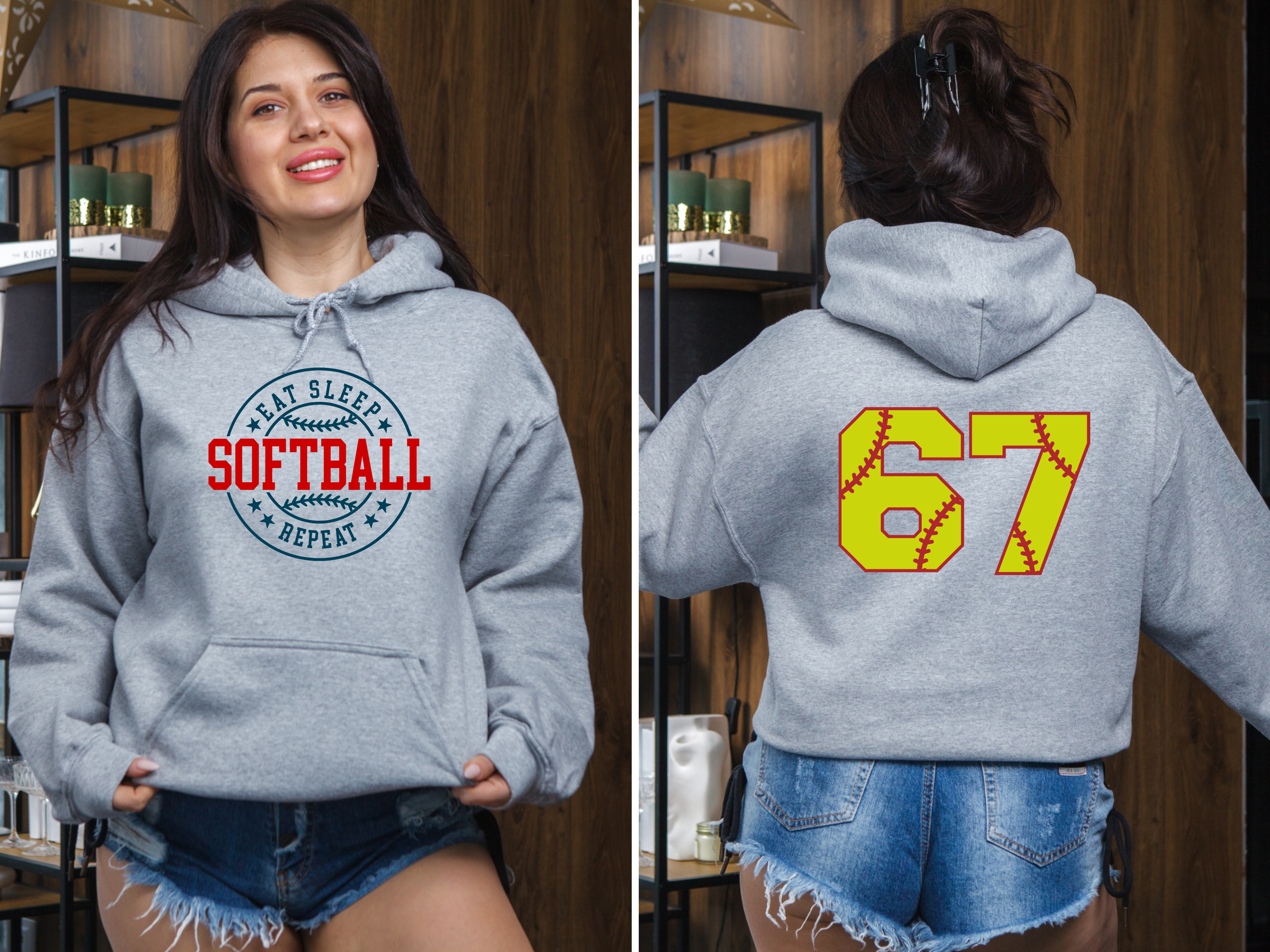 Eat Sleep Softball - w/Number